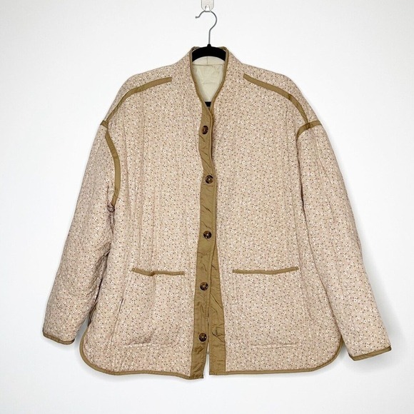 NEW Blank NYC Quilted Reversible Floral Jacket Women's Cream Tan Size Large - Picture 4 of 8